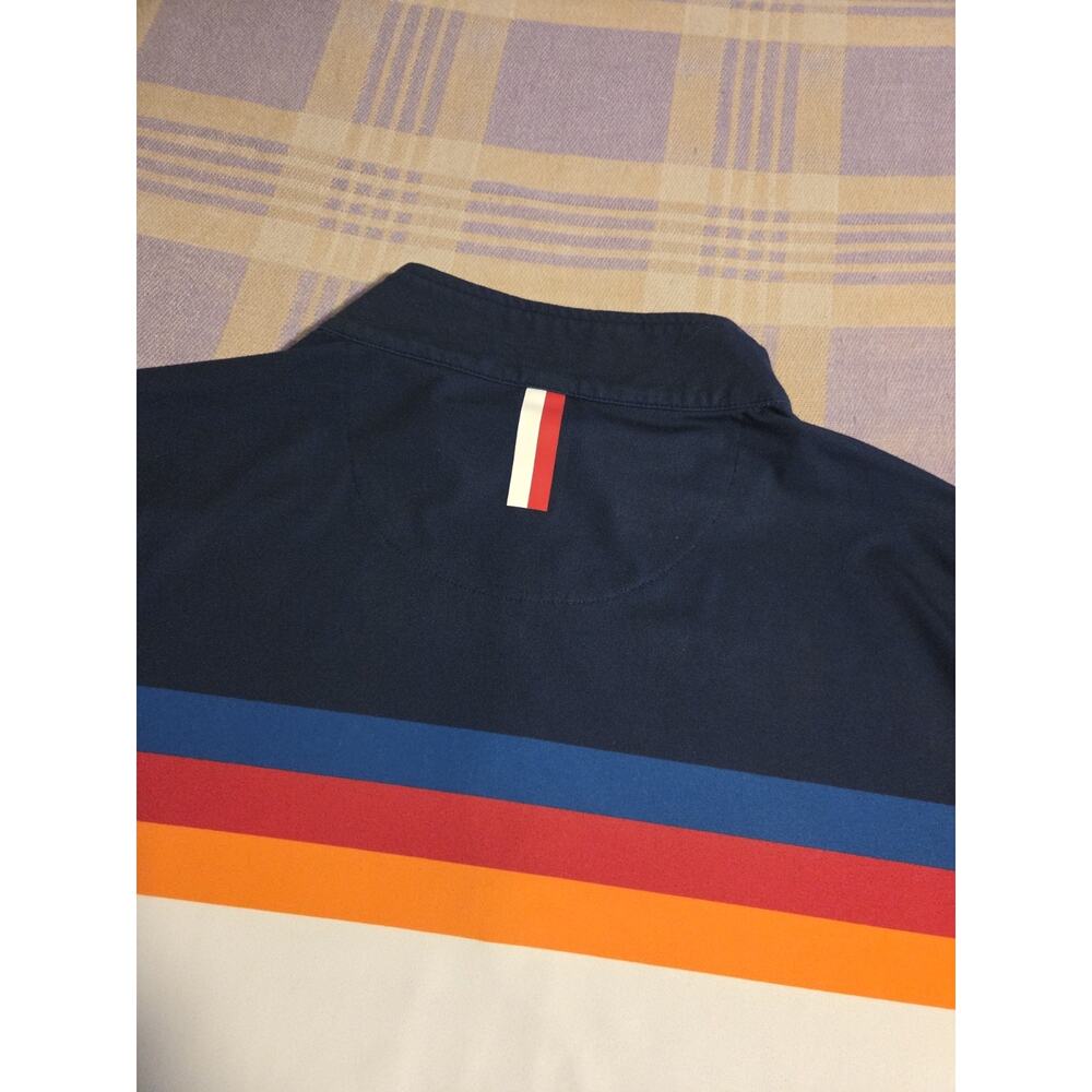 Rhoback Mens Performance Quarter Zip Q-Zip Size XL White Blue Red Orange Jacket - Picture 6 of 7